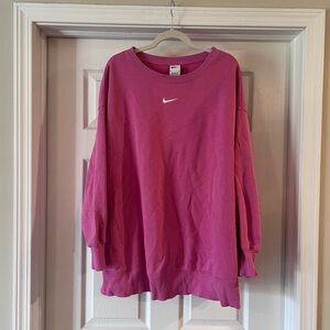 Nike Hot Pink Crewneck Sweatshirt with White Swoosh